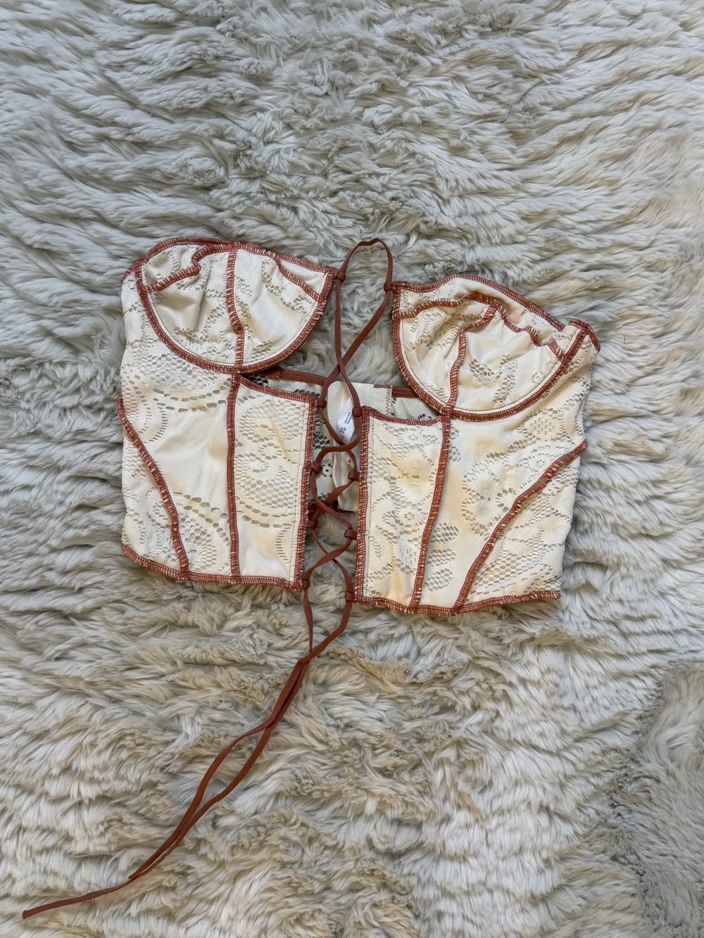 Urban Outfitters Lace Bralette in Cream and Rust